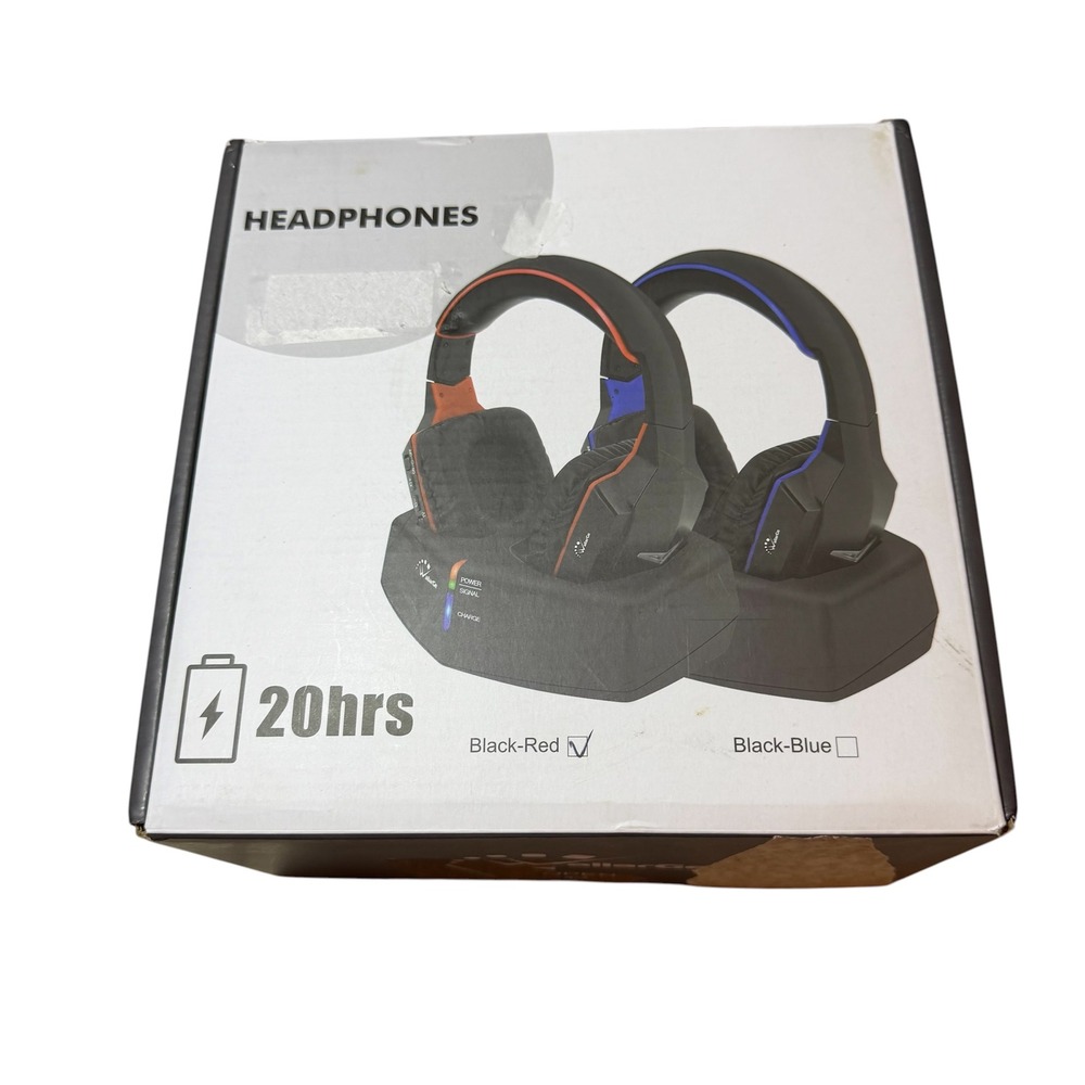 WallarGe Wireless TV Headphones HP003 Transmitter Charging Dock 20hr Battery